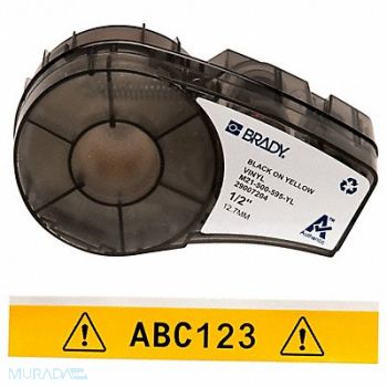 BRADY E7624 Label Cartridge Black/Yellow 1/2 in W, 3PXX8