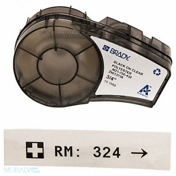 BRADY Label Cartridge Black/Clear 3/4 in W, 3PXU7