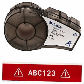BRADY E7626 Label Cartridge White/Red 3/4 in W, 3PXW2