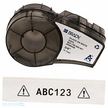 BRADY E7626 Label Cartridge Black/White 3/4 in W, 3PXX6