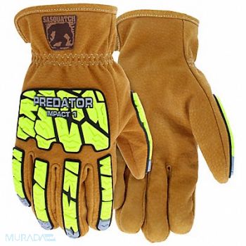 MCR SAFETY Leather Gloves A5 Brown/Green 3XL PR, 801C18