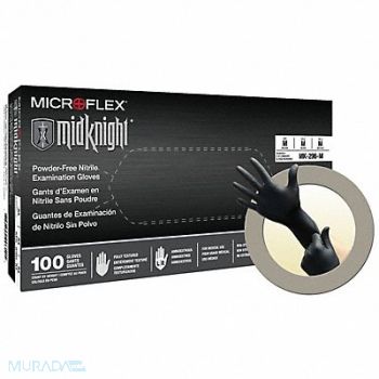 MICROFLEX Disp Glv Blk Nitrile Exam PF L PK100, 794H45