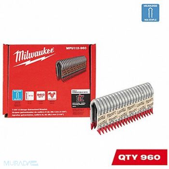 MILWAUKEE Galvanized Staples 1-1/2 in Leg Length, 794JX8