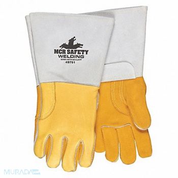 MCR SAFETY Welding Leather Glove Gray/Gold XL PK12, 60HP76