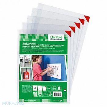 TARIFOLD Sign Holder Clear 9/32 in H Adhesive PK5, 36NH07