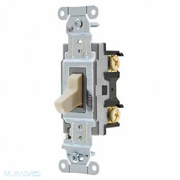 HUBBELL Wall Swtch 1-Pol 120/277V 15A Ivry Toggl, 6A672