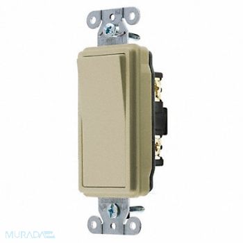 HUBBELL Wall Swtch 1-Pol 120/277V 20A Ivry Rockr, 5Z787