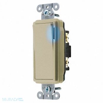 HUBBELL Ilminatd Wall Swtch 1-Pole 20A Ivry 120V, 5Z794