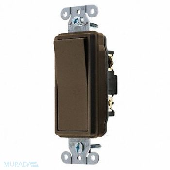 HUBBELL Wall Switch 3-Way 120/277V 15A Brn Rockr, 5Z782