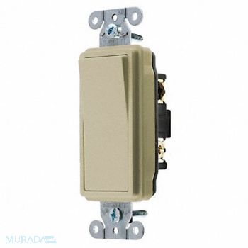 HUBBELL Wall Swtch 3-Way 120/277V 20A Ivry Rockr, 5Z791