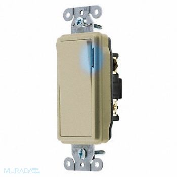 HUBBELL Illminatd Wall Swtch 3-Way 20A Ivry 120V, 5Z796