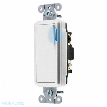 HUBBELL Illuminatd Wall Swtch 3-Way 20A Wht 120V, 5Z797