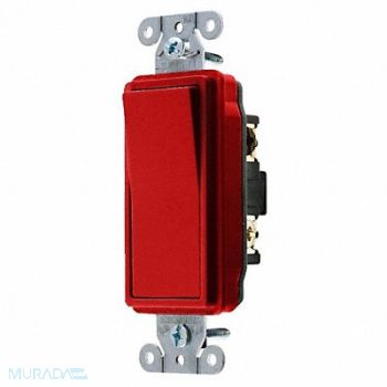 HUBBELL Wall Switch 20A Red 1 HP 3-Way Switch, 49YL62