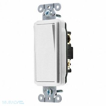 HUBBELL Wall Switch 3-Way 120/277V 15A Wht Rockr, 5Z784