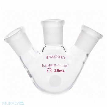 KIMBLE Angled Three Neck Round Bottom 50mL, 52NH47