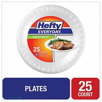 HEFTY Disp Foam Plate 10 1/4 in White PK25, 799M53