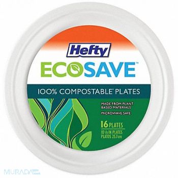 HEFTY Disp Fiber Plate 10 1/8 in White PK16, 799M54