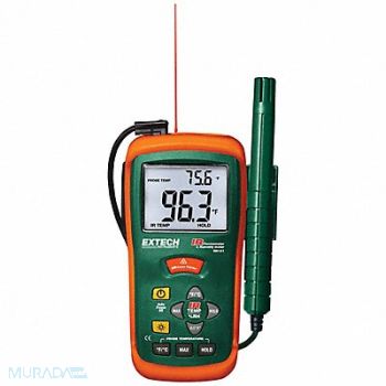 EXTECH Hygro-Thermometer w/IR Thermometer, 4FB61