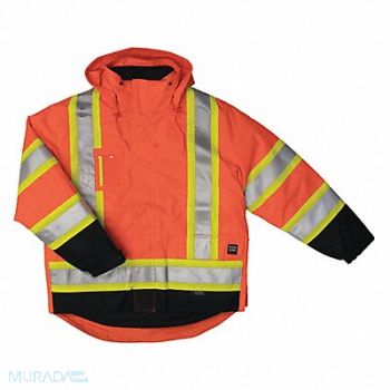 TOUGH DUCK Hi-Vis Parka 5-in-1 Fluorescent Org L, 36G392