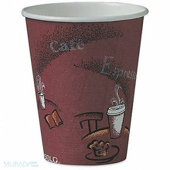 SOLO CUP Disposable Hot Cup 8 oz Maroon PK50, 43PY46