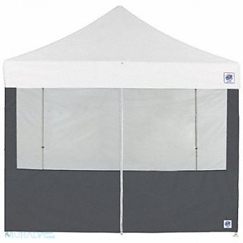 E-Z UP Food Booth Middle Zipper Sidewall Gray, 800J85