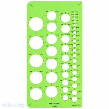 WESTCOTT Stencil/Drawing Template Circle Arrw PVC, 26CT67