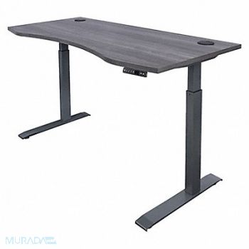 MOTIONWISE Adjustable Desk 60 W 30 D Gray Top, 437L51