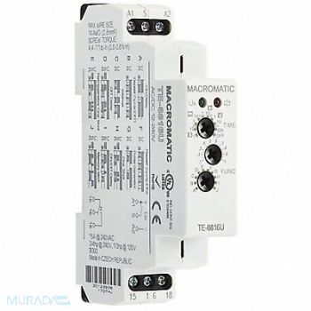 MACROMATIC Time Delay Rlay 12 to 240VAC/DC 15A DPDT, 23NV43