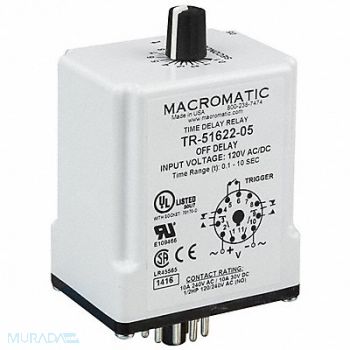 MACROMATIC H7804 Time Delay Relay 12VDC 10A DPDT 9 sec., 33VC24