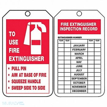 ACCUFORM Fire Extinguisher Tag 5-3/4 H PK25, 41CN14