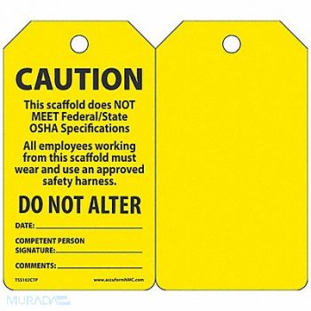 ACCUFORM Caution Tag 5 3/4in H 3 1/4in W PK25, 43Z280