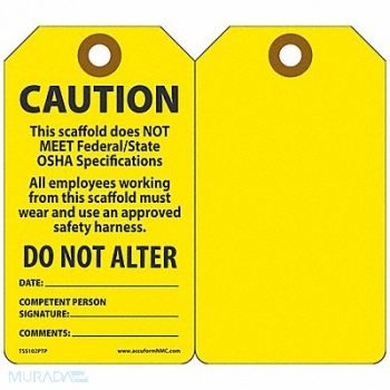 ACCUFORM Caution Tag 5 3/4in H 3 1/4in W PK25, 3YYT7