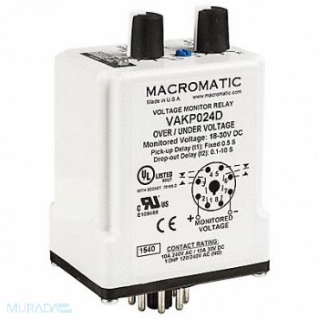 MACROMATIC Volt Sensor Relay 120VAC 10A @ 240V DPDT, 45LV08