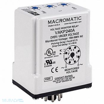 MACROMATIC Volt Sensor Relay 240VAC 10A @ 240V SPDT, 45LV09