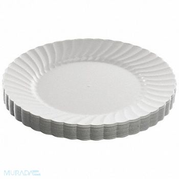 GRAINGER APPROVED Disposable Plastic Plate 9 in White PK12, 799M59