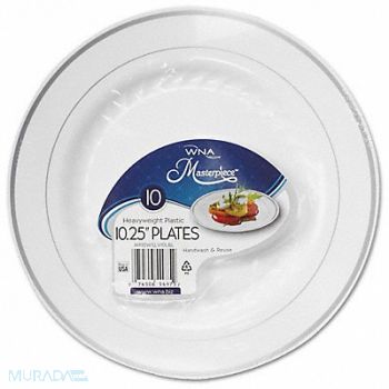 GRAINGER APPROVED Plastic Plate 10 1/4 in Silver/WH PK10, 799M61