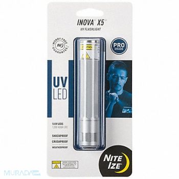 NITE IZE Flashlight CR123A 4-3/4 H 7/8 Dia Silver, 795CP3