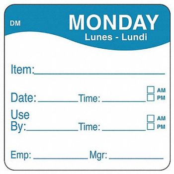 DAYMARK D5397 Day Label Blue PK250, 6GUP4