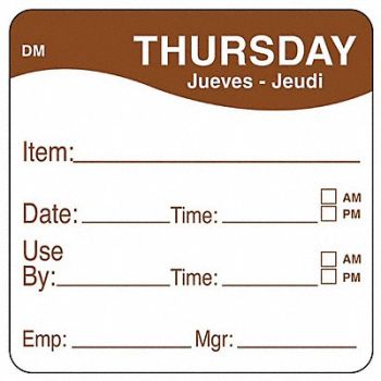 DAYMARK D5397 Day Label Brown PK250, 6GUP7