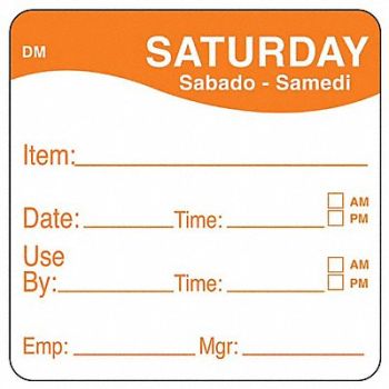 DAYMARK D5397 Day Label Orange PK250, 6GUP9