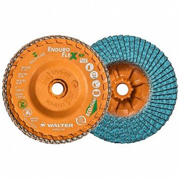 WALTER SURFACE TECHNOLOGIES Flap Disc Aluminum 7 dia 8 600 RPM, 804CJ4