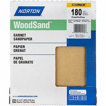NORTON Sandpaper Sheet Grit 180 11 L 9 W, 804JP2