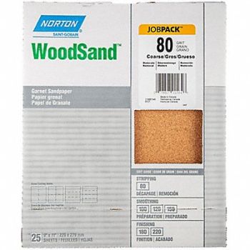 NORTON Sandpaper Sheet Grit 80 11 L 9 W, 804JP5