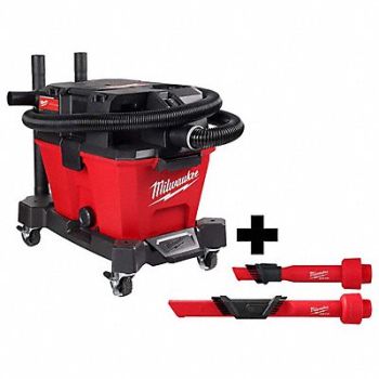 MILWAUKEE M18 6 Gallon Wet/Dry Vac + 2 Attachments, 385XK7
