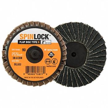 WALTER SURFACE TECHNOLOGIES Flap Disc Threaded Hole 2 dia Dark Grey, 801WC6