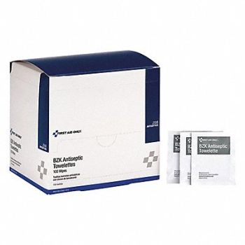 FIRST AID ONLY BZK Wipe Antiseptics PK100, 36LF55