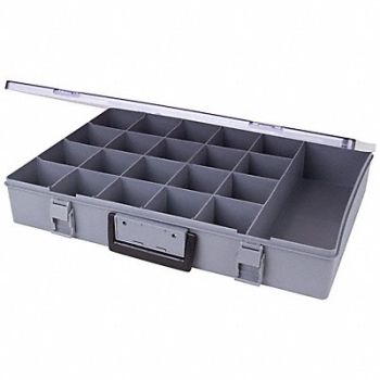 FLAMBEAU Comprt Bx Dbl Positive Locking Gray 3 in, 4TJ27