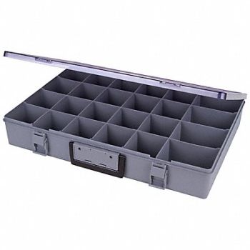 FLAMBEAU Compartment Box Double Latch Gray 3 in, 19YZ83