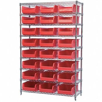 AKRO-MILS D5362 Bin Shlvng 18inx74inx48in Red, 10A053