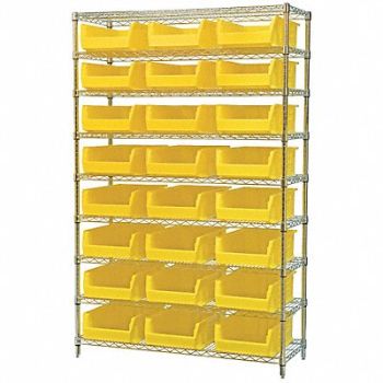 AKRO-MILS D5362 Bin Shlvng 18inx74inx48in Yellow, 10A055